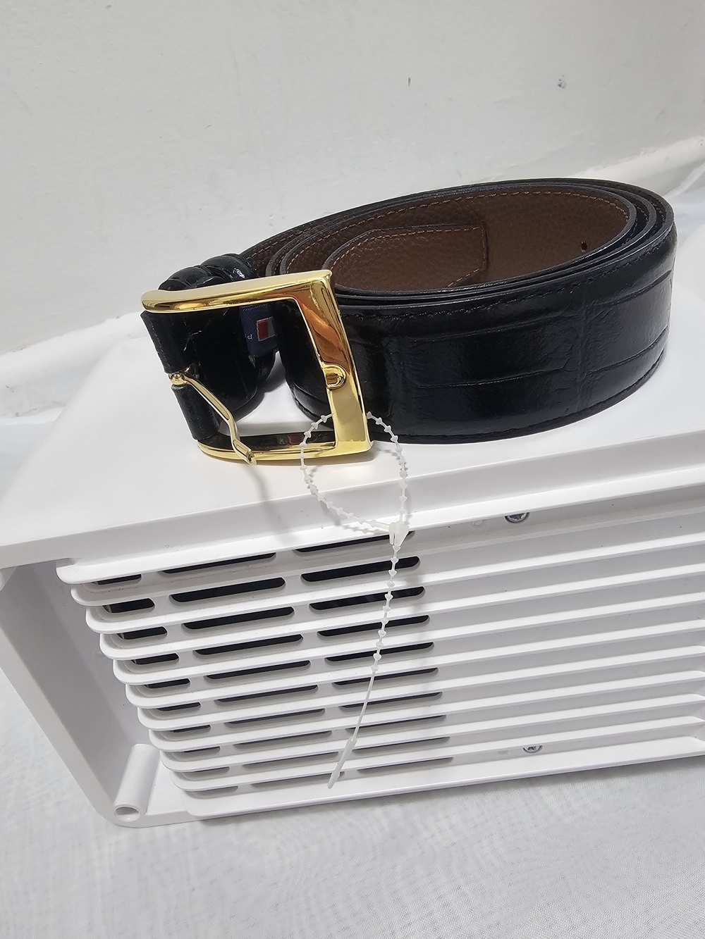 GenuineLeather Men’s DressBelt Crocodile Pattern Black/Brown Gold Buckle 110/125